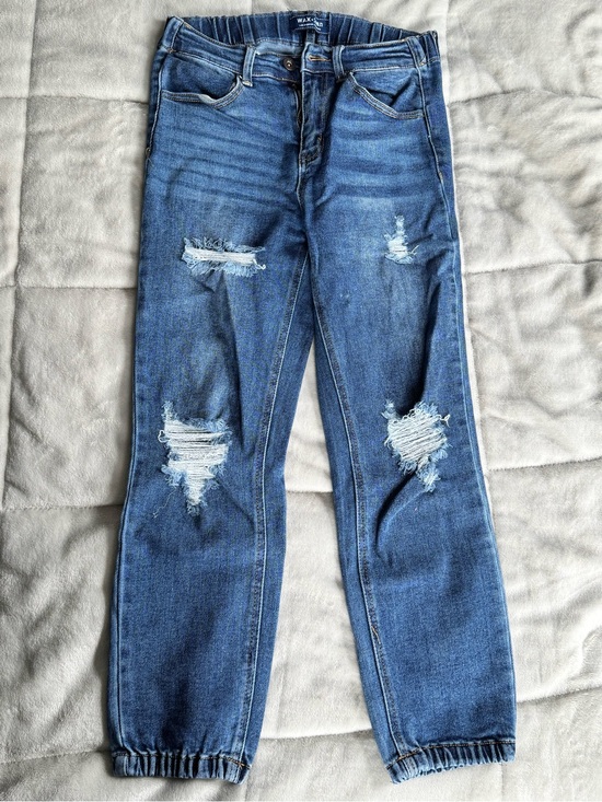 Wax Jean Denim - Wax Jean Ripped Blue Ankle Jeans